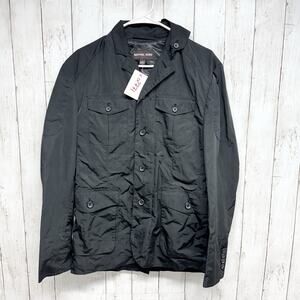 Michael Kors Jacket Men Sz Small Black Collared Button Down Utility Trench Coat